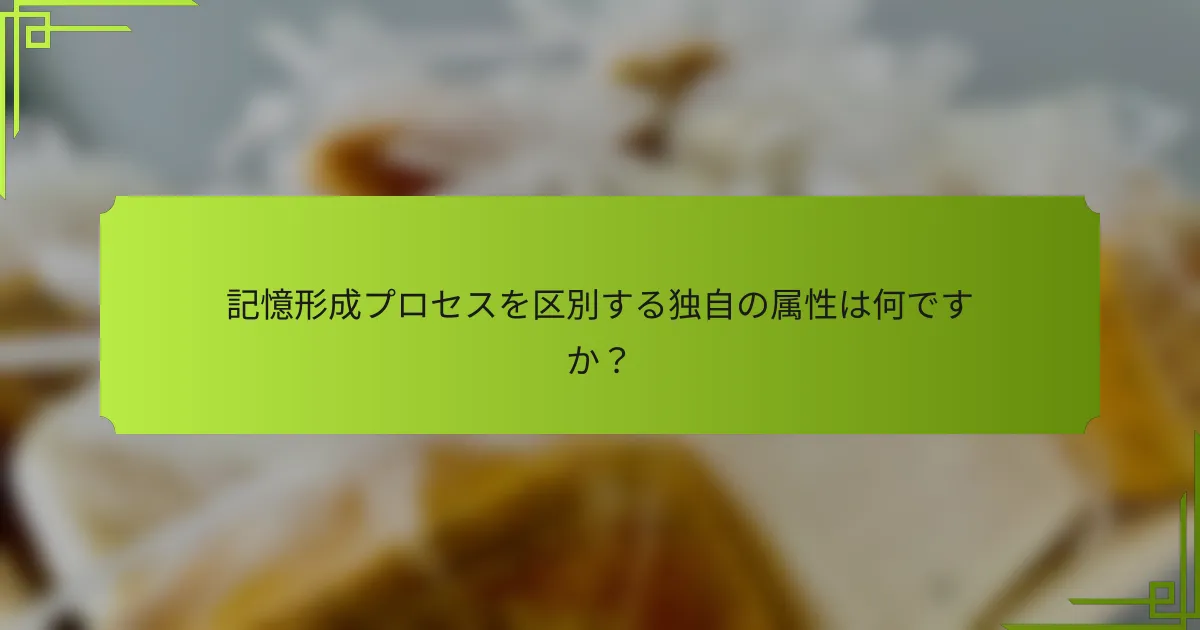 記憶形成プロセスを区別する独自の属性は何ですか？