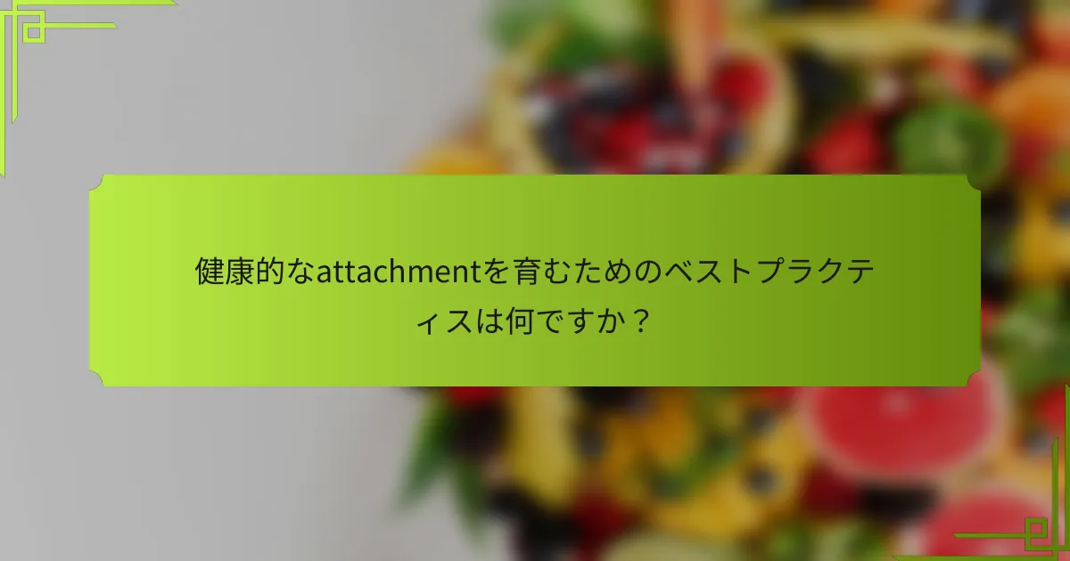 健康的なattachmentを育むためのベストプラクティスは何ですか？