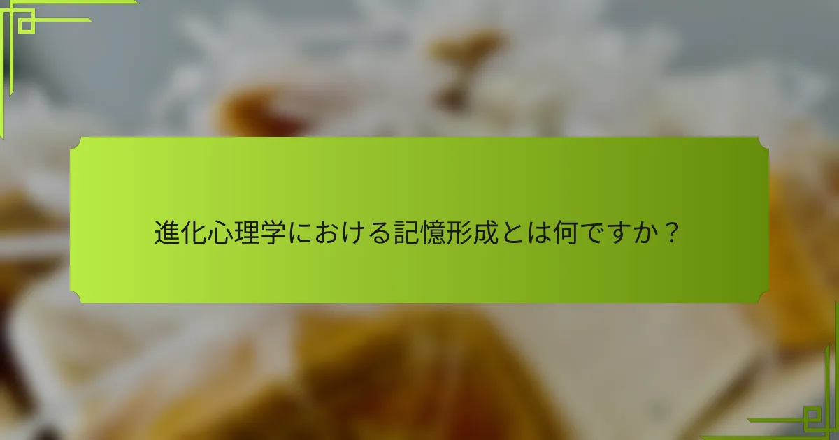 進化心理学における記憶形成とは何ですか？