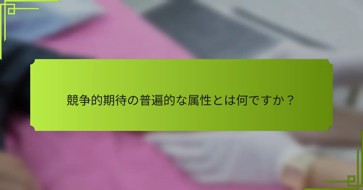 競争的期待の普遍的な属性とは何ですか？