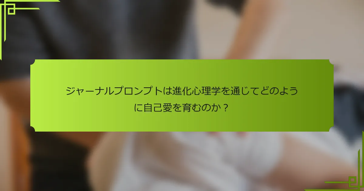 ジャーナルプロンプトは進化心理学を通じてどのように自己愛を育むのか？